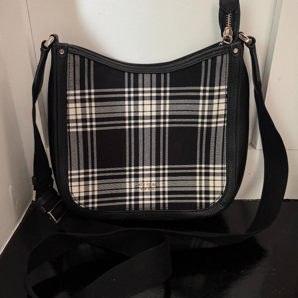kate spade Black and White Plaid Crossbody Bag